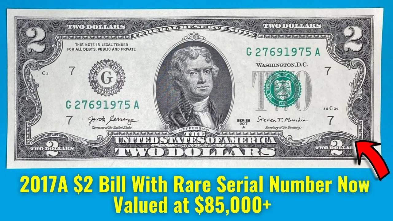 2017A $2 Bill Rare Serial