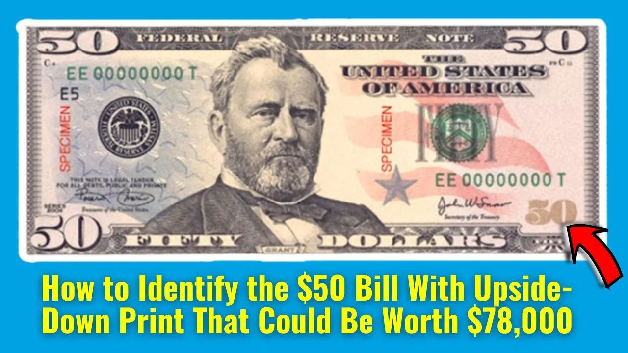 $50 Bill With Upside‑Down Print